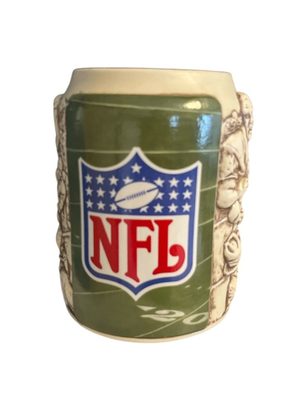 NFL Ceramic Football Mug Stein Raised Relief Players Sports Coffee Cup